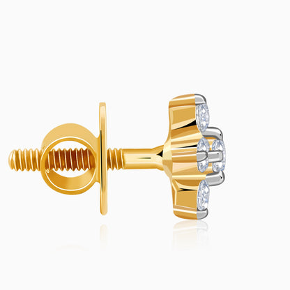 Gold Floral Shine Lab Grown Diamond Earrings