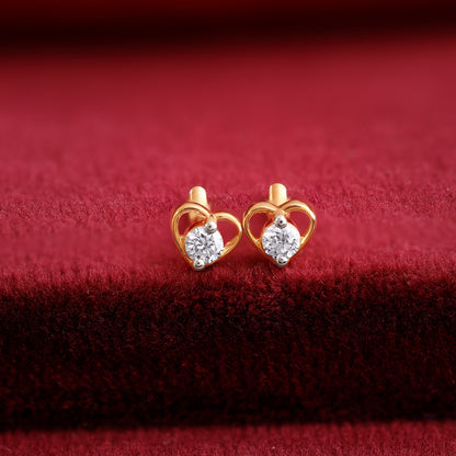 Gold Minnie Heart Lab Grown Diamond Earrings