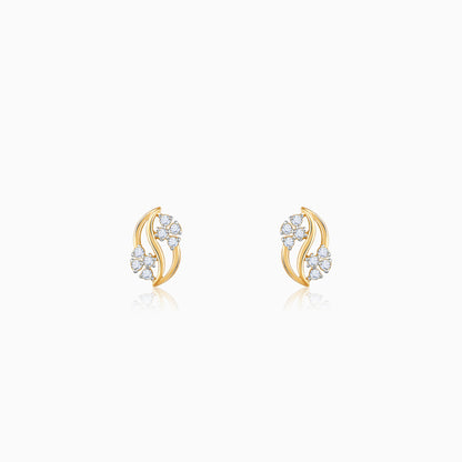 Gold Flower Wave Lab Grown Diamond Earrings