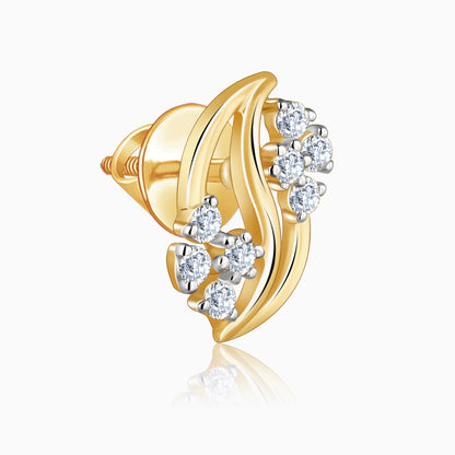 Gold Flower Wave Lab Grown Diamond Earrings