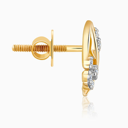 Gold Flower Wave Lab Grown Diamond Earrings