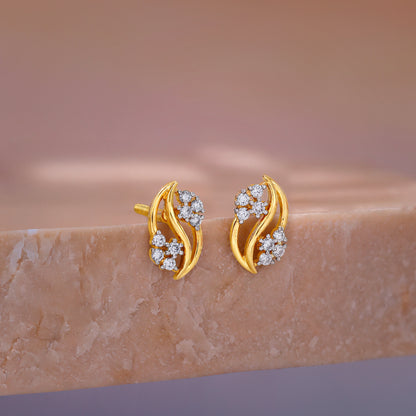 Gold Flower Wave Lab Grown Diamond Earrings