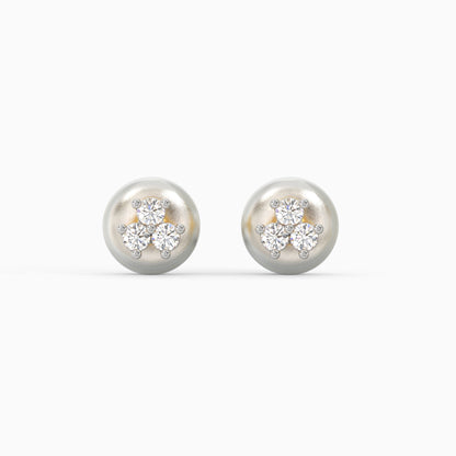 Gold Clover Leaf Diamond Stud Earrings