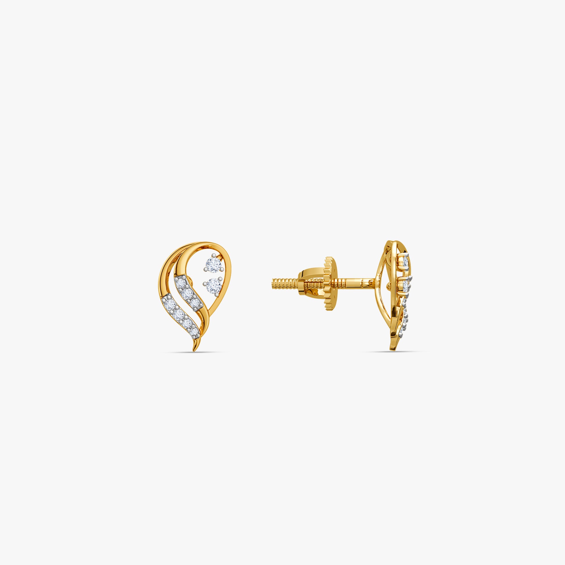 Gold Merlion Lab Grown Diamond Stud Earrings