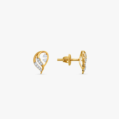 Gold Merlion Lab Grown Diamond Stud Earrings
