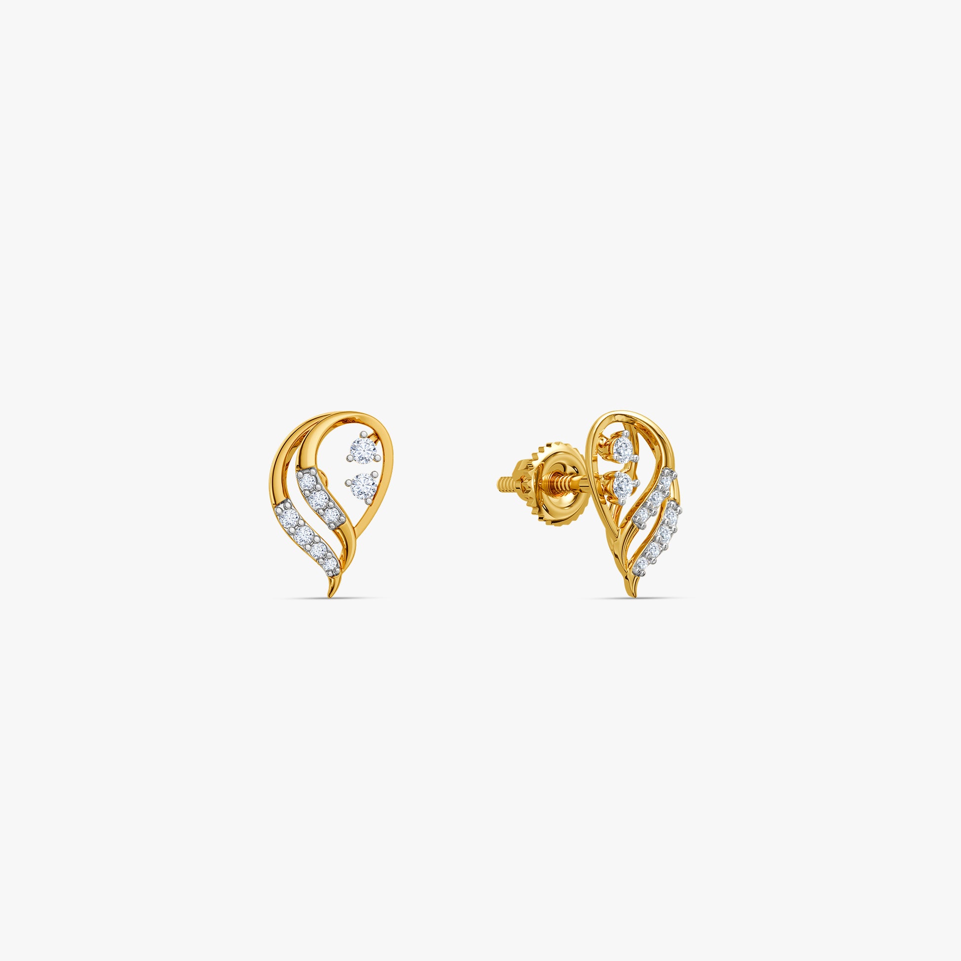 Gold Merlion Lab Grown Diamond Stud Earrings