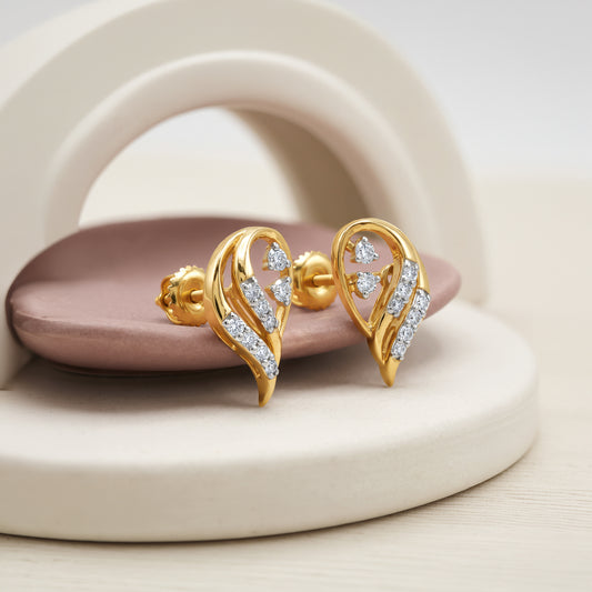 Gold Merlion Lab Grown Diamond Stud Earrings