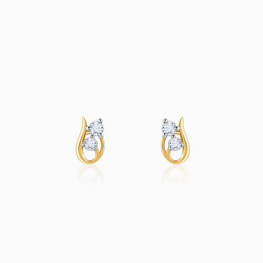 Gold Twirl Lab Grown Diamond Stud Earrings