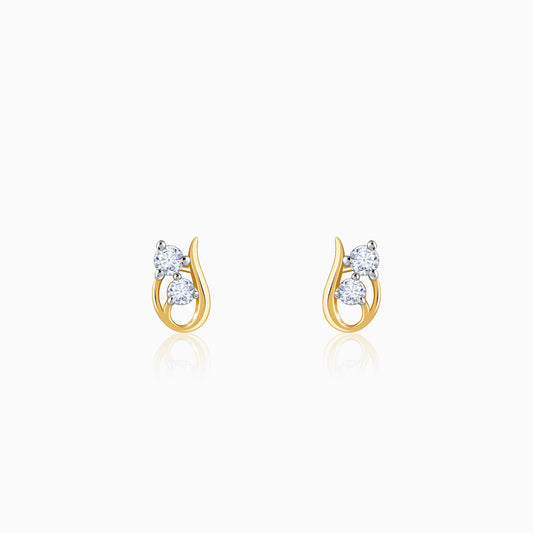 Gold Twirl Lab Grown Diamond Stud Earrings