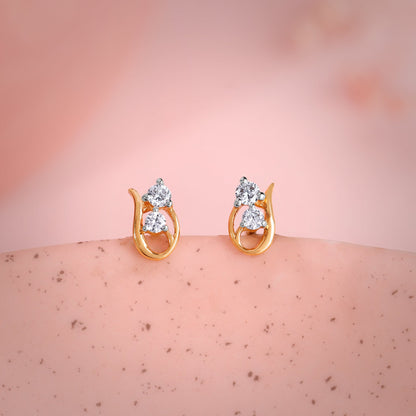 Gold Twirl Lab Grown Diamond Stud Earrings