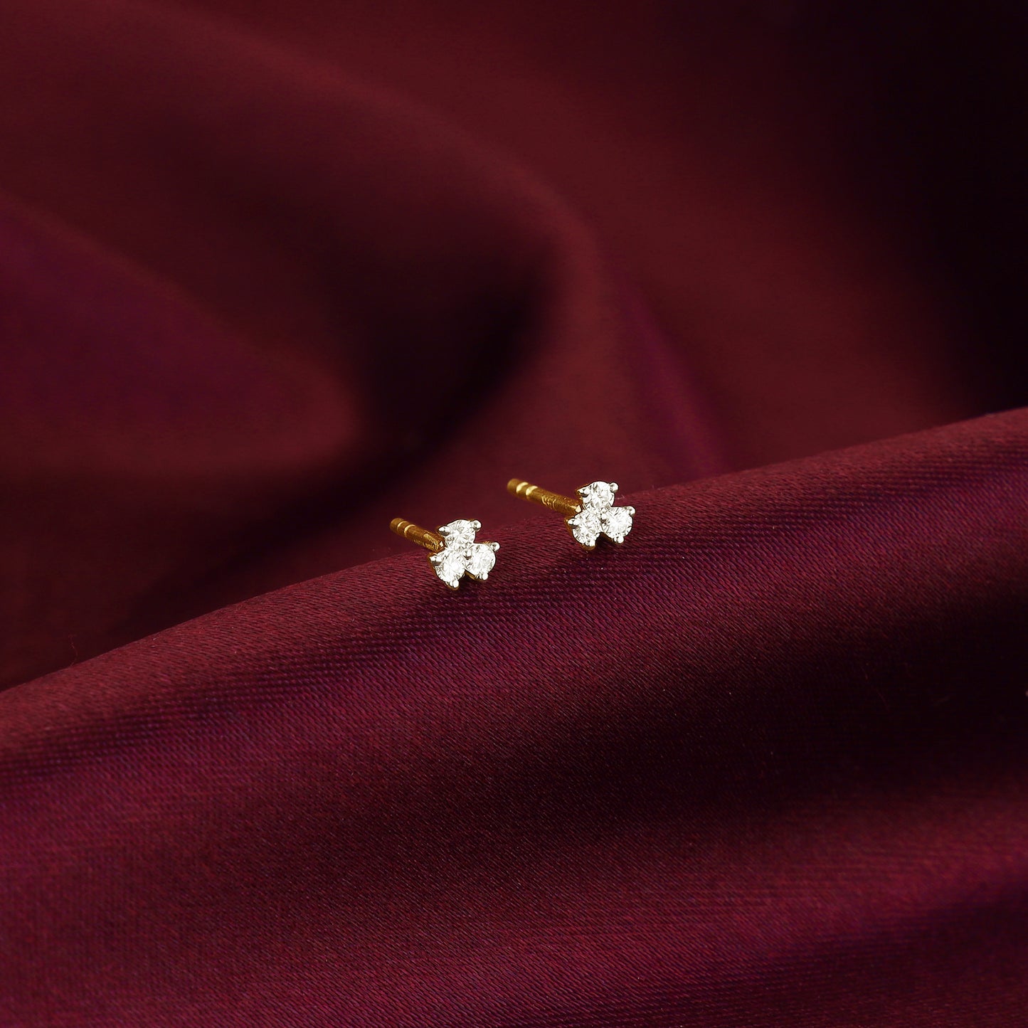 Gold Clover Leaf Diamond Stud Earrings GIVA Jewellery