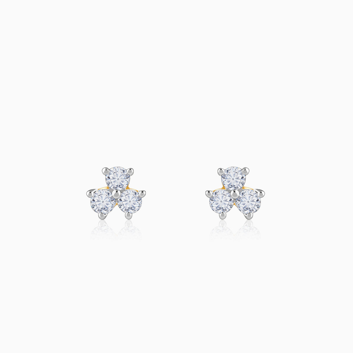 Gold Clover Lab Grown Diamond Stud Earrings