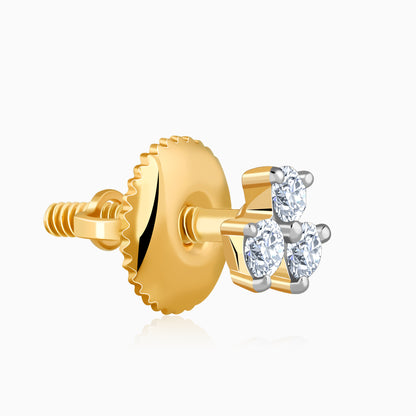 Gold Clover Lab Grown Diamond Stud Earrings