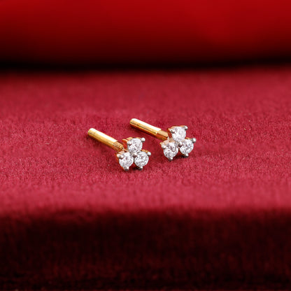 Gold Clover Lab Grown Diamond Stud Earrings