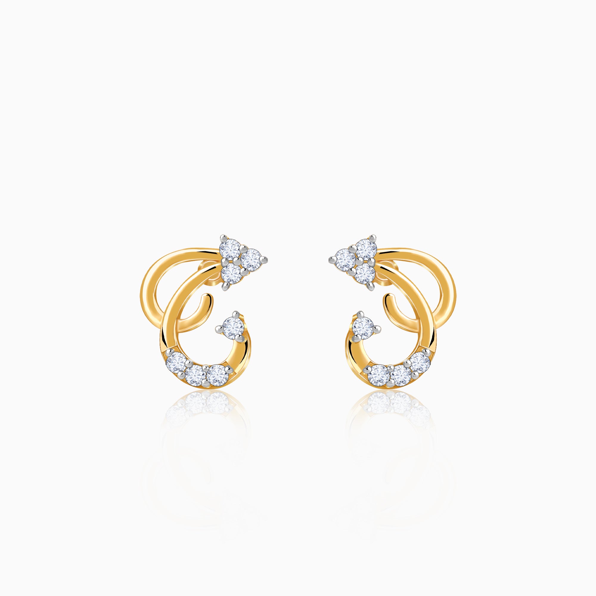 Gold Frilled Lab Grown Diamond Earrings