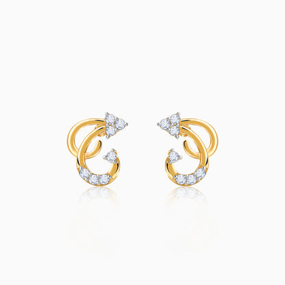 Gold Frilled Lab Grown Diamond Earrings