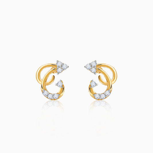 Gold Frilled Lab Grown Diamond Earrings