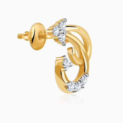 Gold Frilled Lab Grown Diamond Earrings
