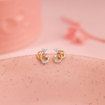 Gold Frilled Lab Grown Diamond Earrings