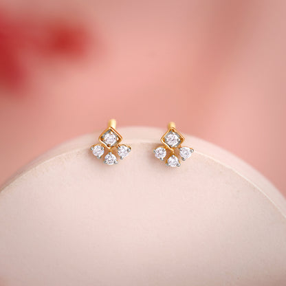 Gold Triad Lab Grown Diamond Stud Earrings