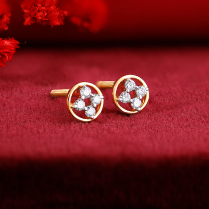 Gold Cute Lab Grown Diamond Stud Earrings