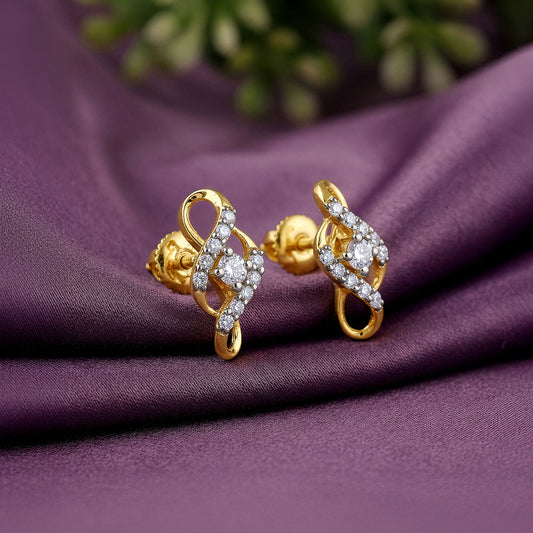 Gold Twirl Shine Lab Grown Diamond Earrings