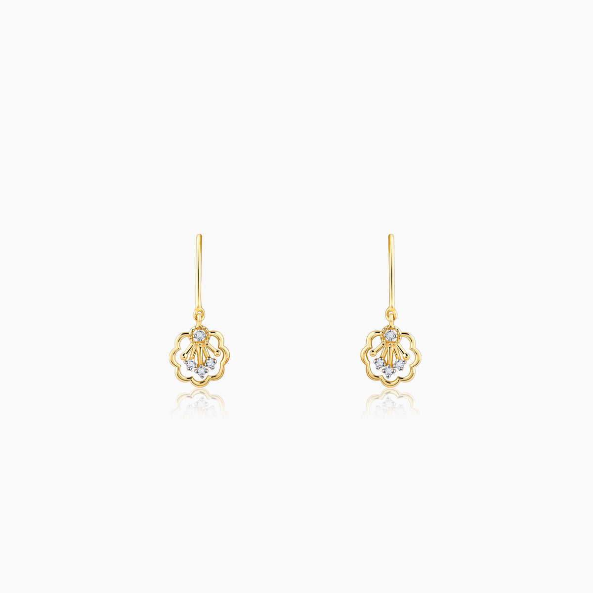 Gold Floral Glimmer Diamond Earrings
