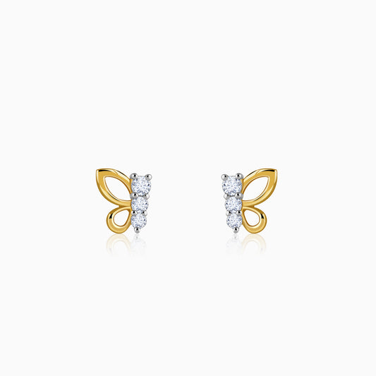 Gold Butterfly Poise Lab Grown Diamond Earrings