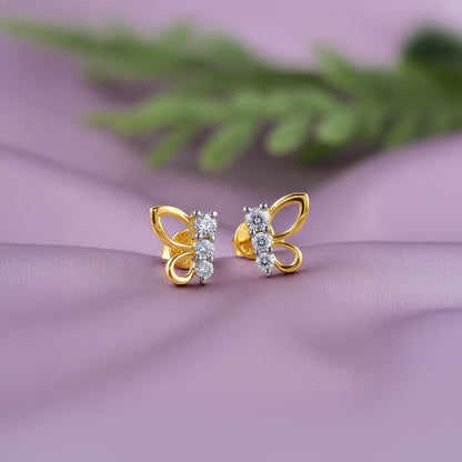 Gold Butterfly Poise Lab Grown Diamond Earrings