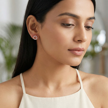 Rose Gold Love Orbit Lab Grown Diamond Earrings