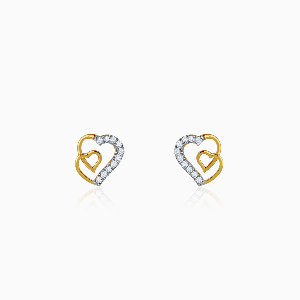 Gold Heart Linked Lab Grown Diamond Studs