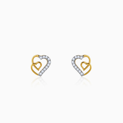 Gold Heart Linked Lab Grown Diamond Studs