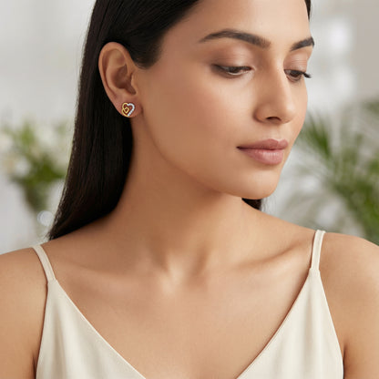 Gold Heart Linked Lab Grown Diamond Studs