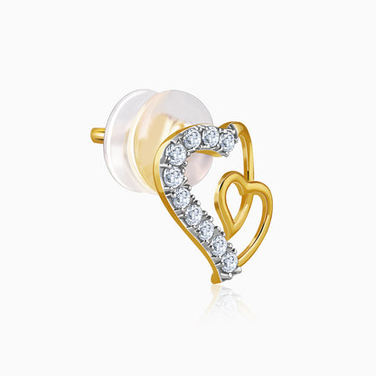 Gold Heart Linked Lab Grown Diamond Studs