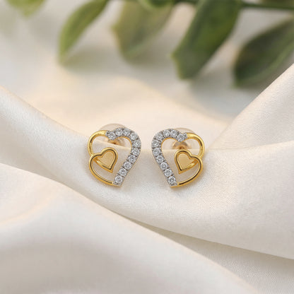 Gold Heart Linked Lab Grown Diamond Studs