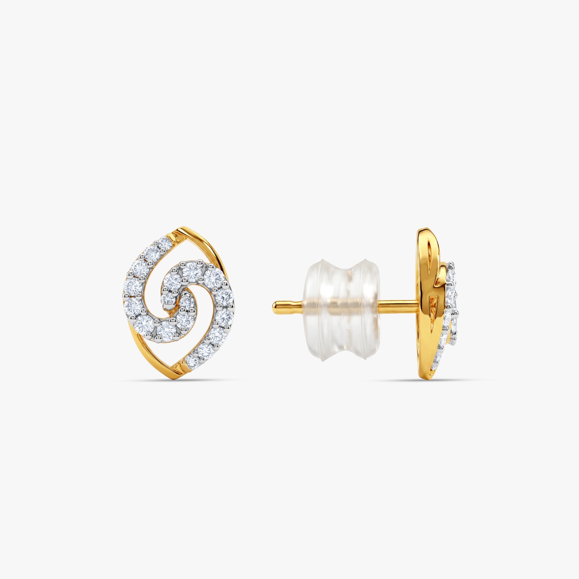 Gold Orlisse Spiral Lab Grown Diamond Earrings