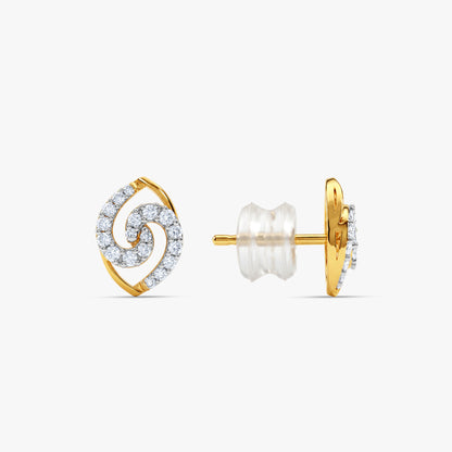 Gold Orlisse Spiral Lab Grown Diamond Earrings