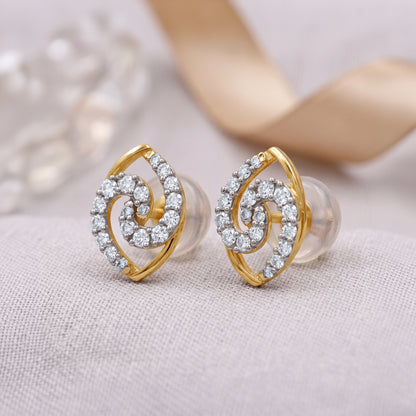 Gold Orlisse Spiral Lab Grown Diamond Earrings