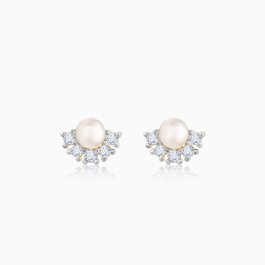 Gold Promise Of Pearl Diamond Earrings