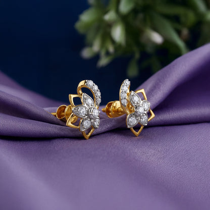 Gold Unfinished Floral Lab Grown Diamond Studs