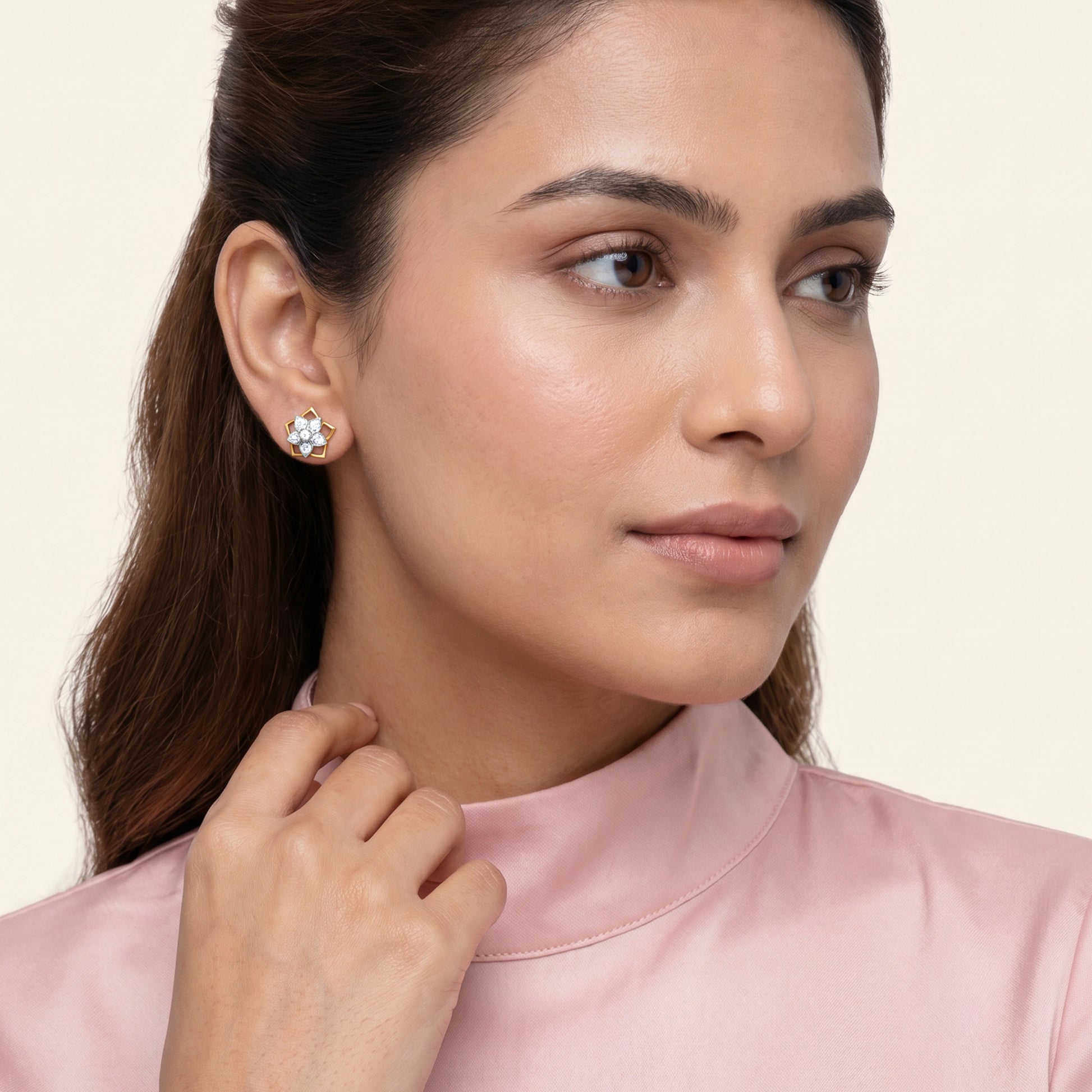Gold Rosalie Bloom Lab Grown Diamond Earrings