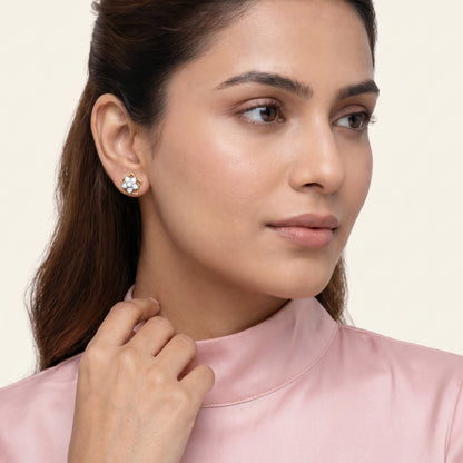Gold Rosalie Bloom Lab Grown Diamond Earrings