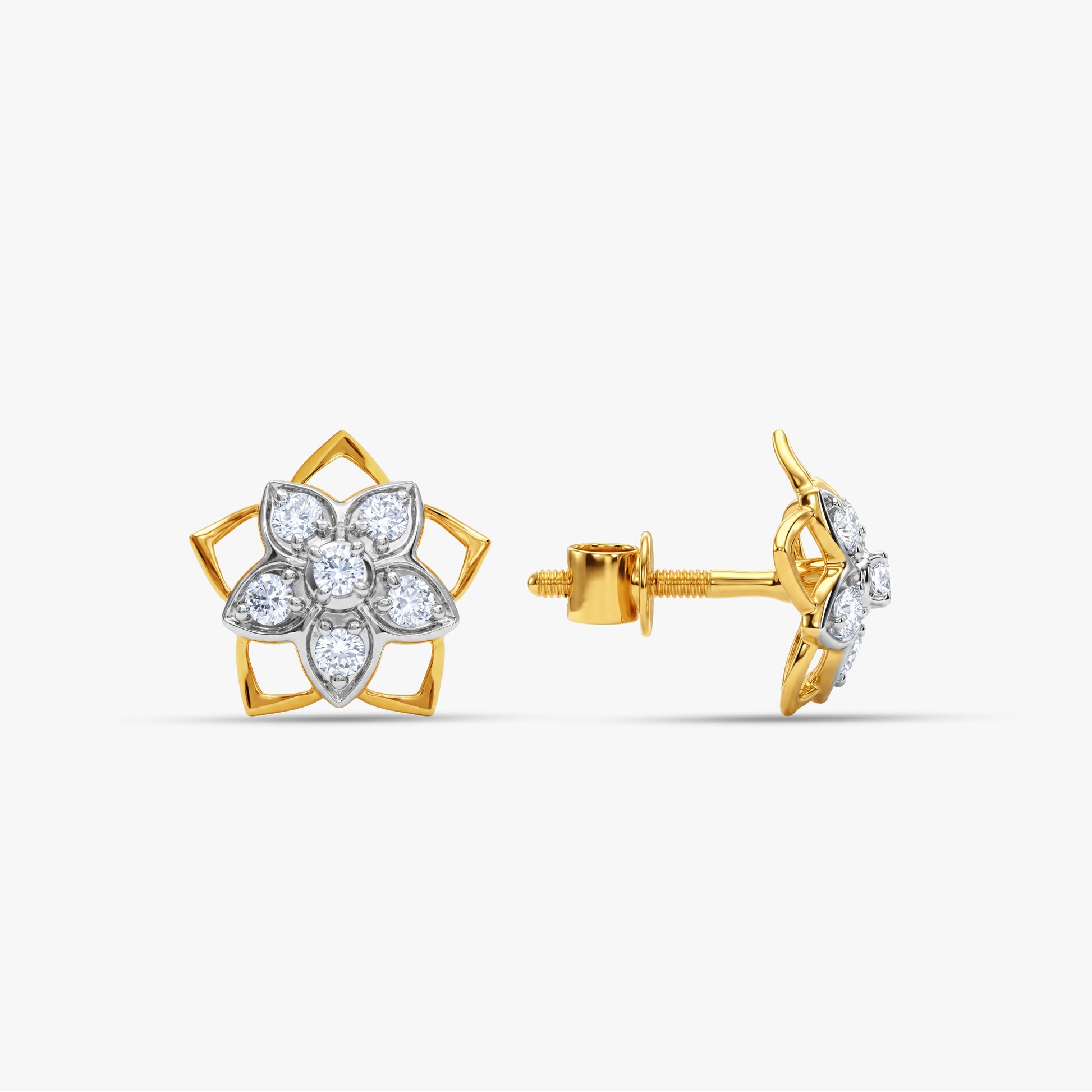 Gold Rosalie Bloom Lab Grown Diamond Earrings