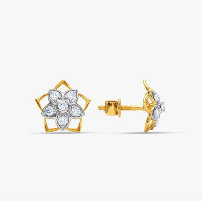 Gold Rosalie Bloom Lab Grown Diamond Earrings