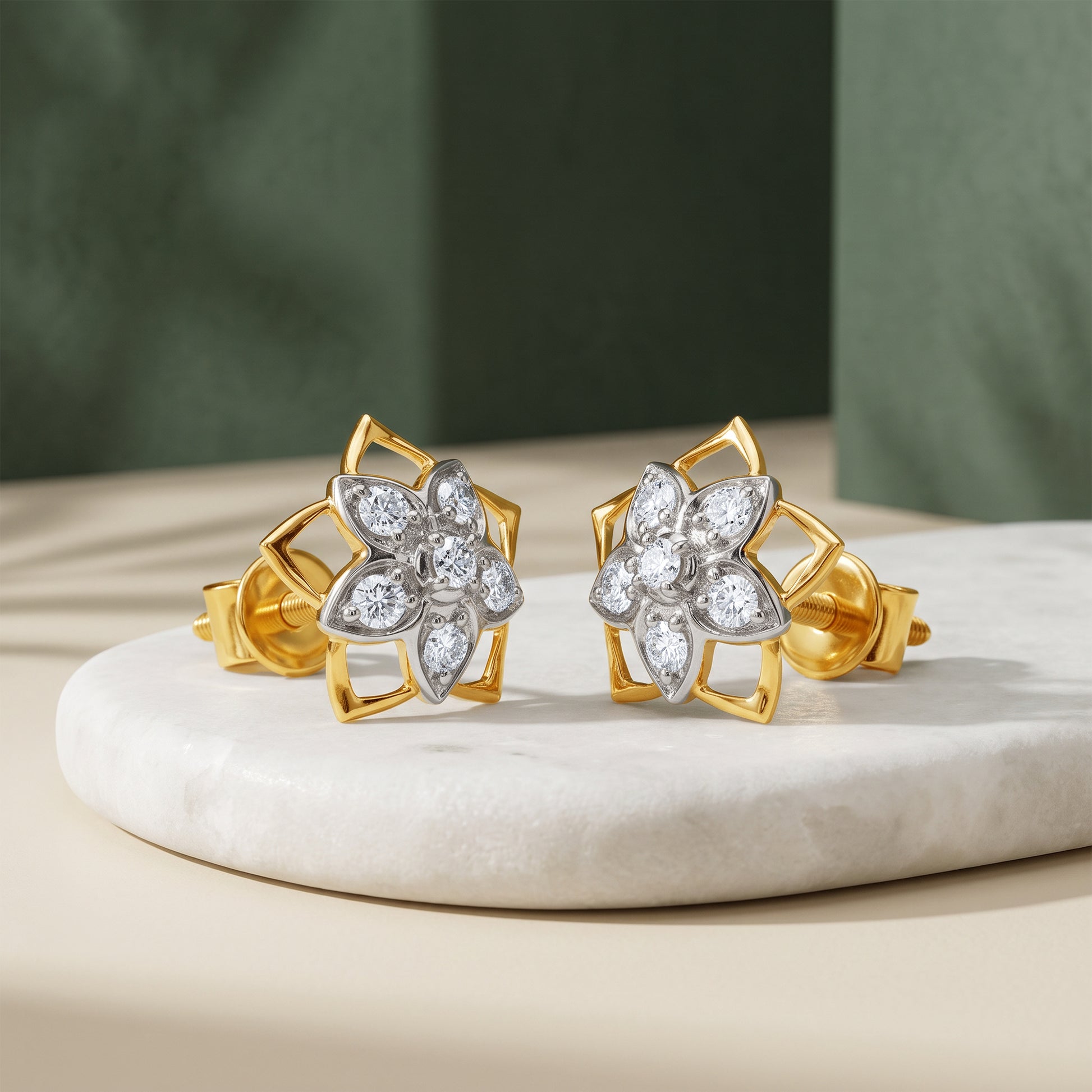Gold Rosalie Bloom Lab Grown Diamond Earrings