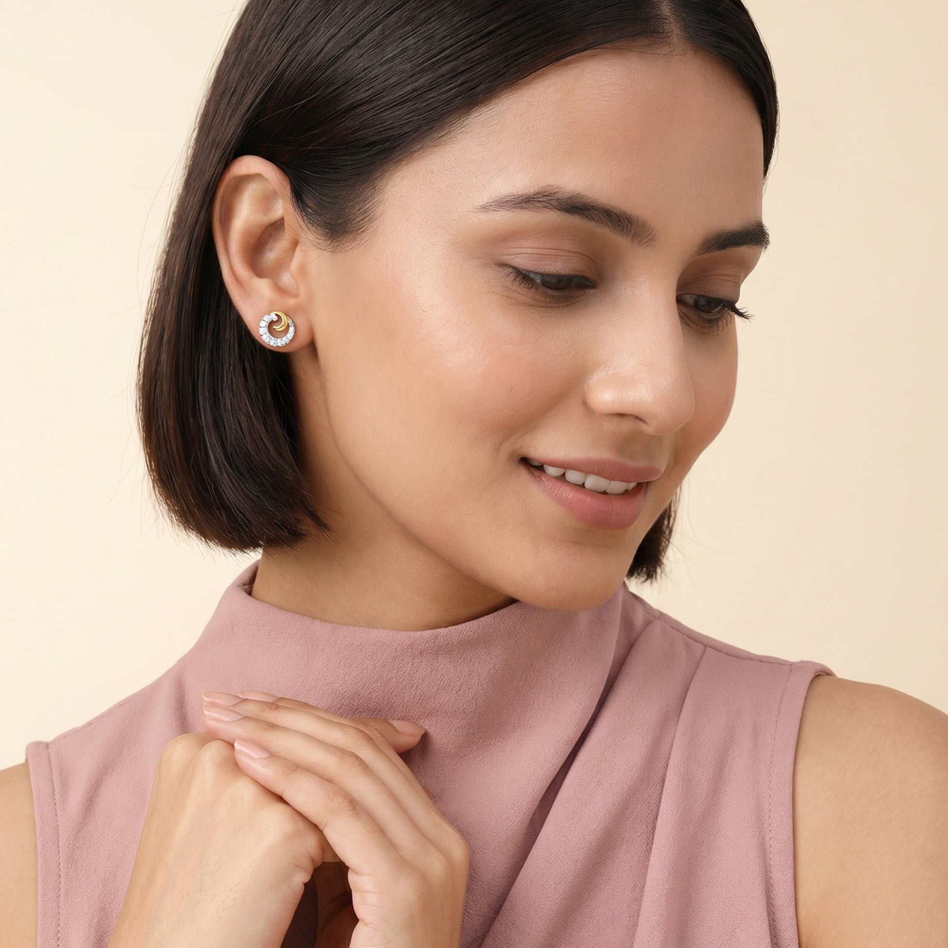 Gold Virelle Spiral Lab Grown Diamond Earrings