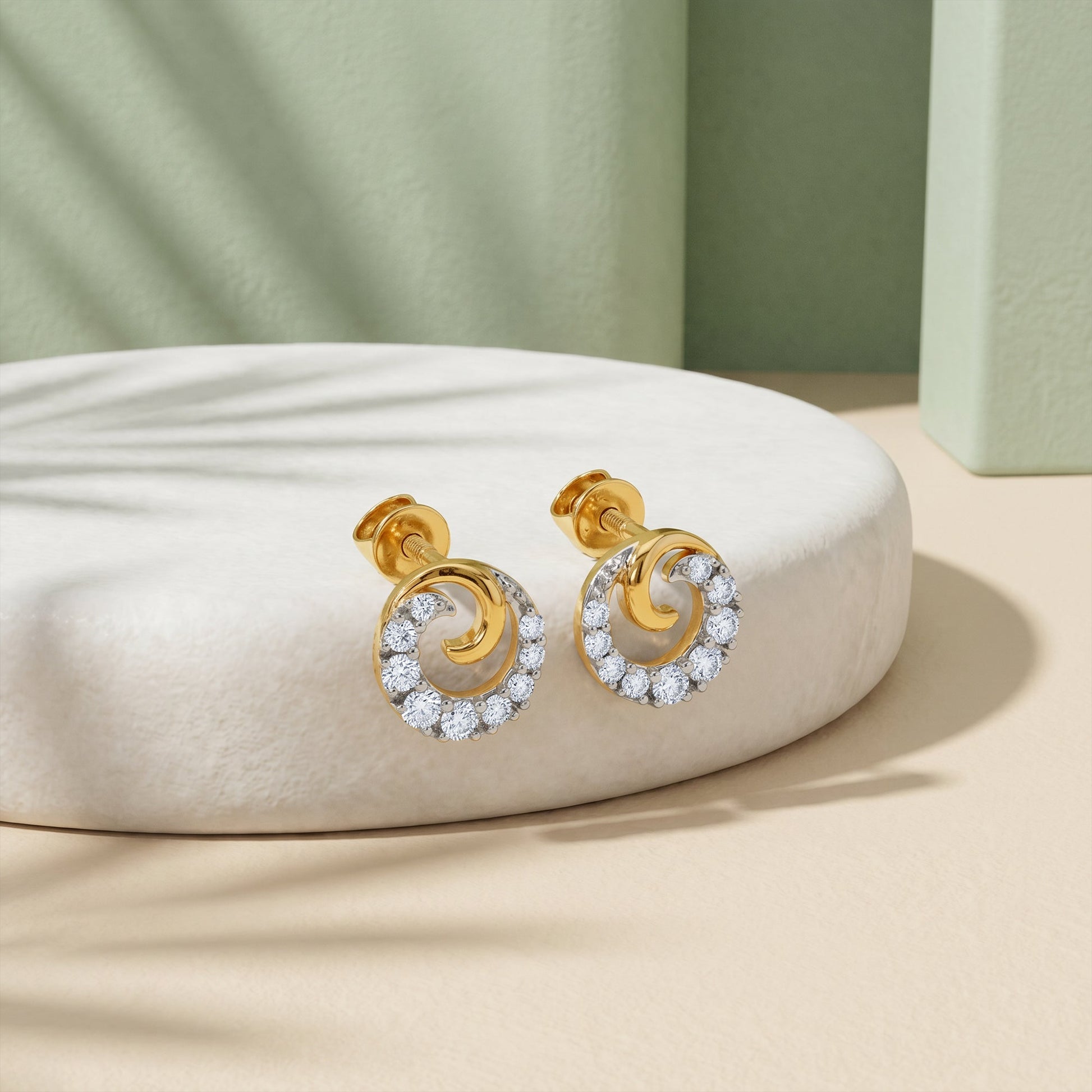 Gold Virelle Spiral Lab Grown Diamond Earrings