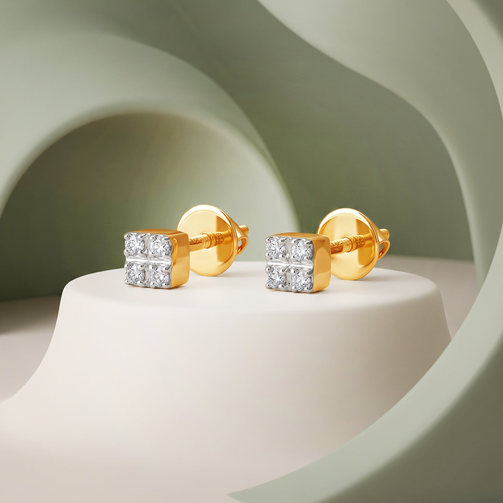 Gold Mosaic Glow Lab Grown Diamond Earrings