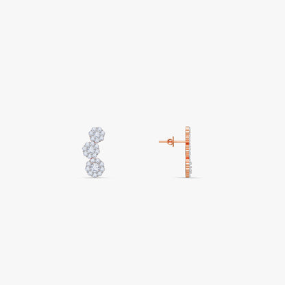Rose Gold Triple Radiance Lab Grown Diamond Earrings