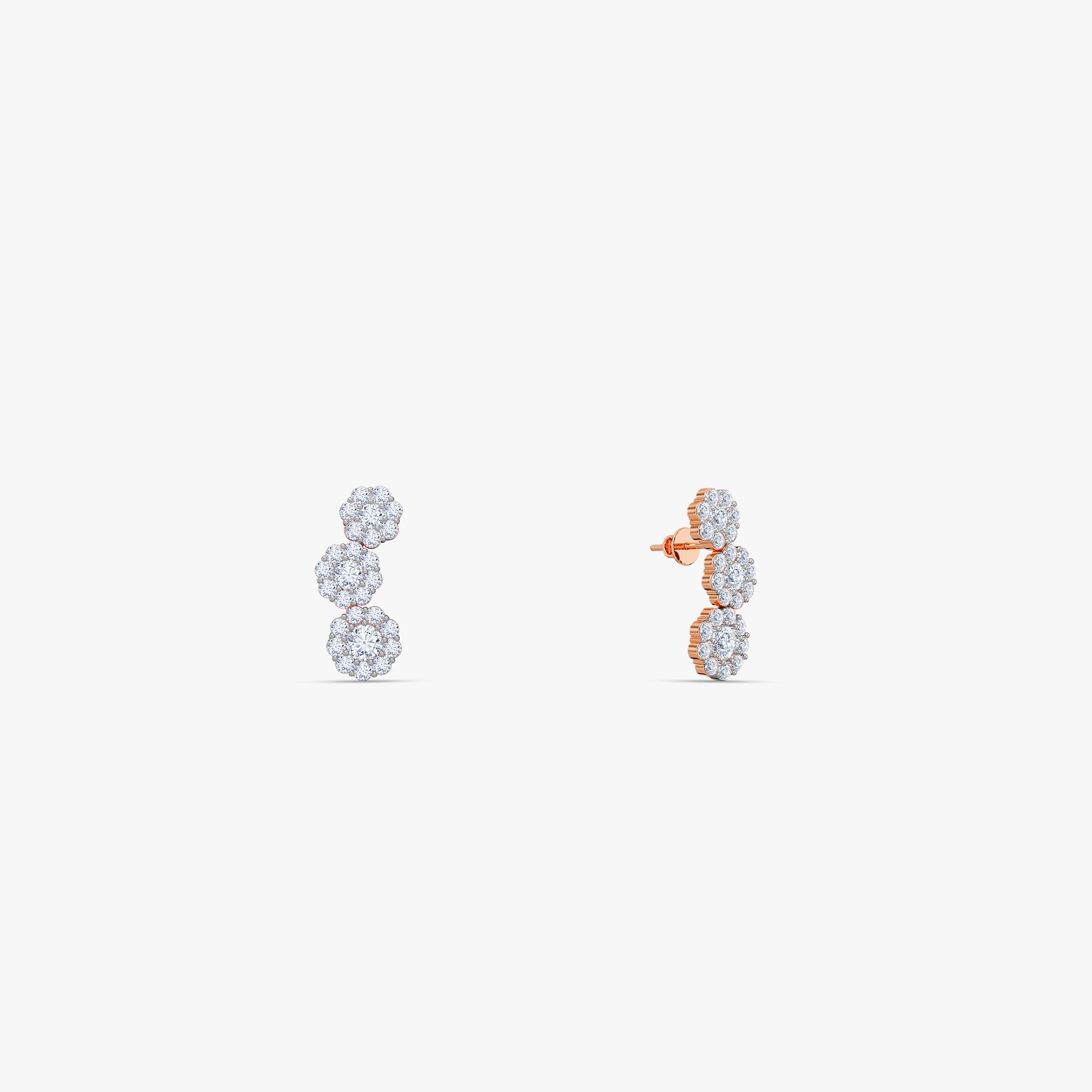 Rose Gold Triple Radiance Lab Grown Diamond Earrings